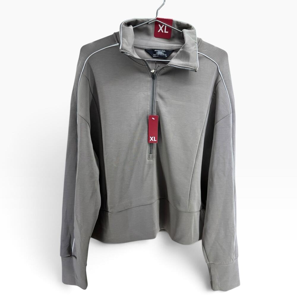 NWT Member's Mark Sandwashed Half Zip Pullover Sweatshirt Gray Women’s XL Soft
